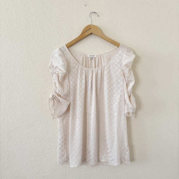 Max Studio Cream Flutter Sleeve Blouse - Picture 1 of 12